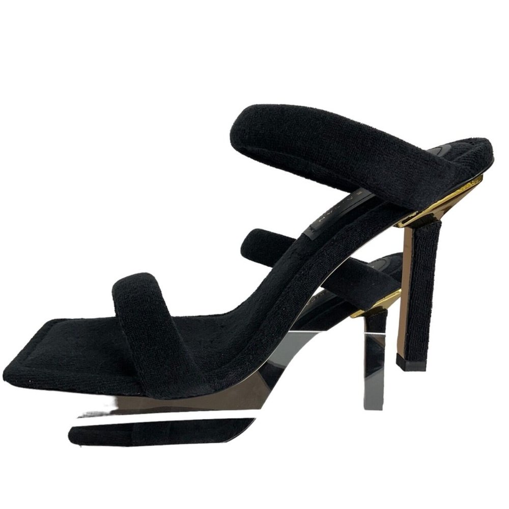 Good American Shoes Womens Size 8 Black Terry Cloth Heels Stilleto $260 Nwb - Picture 3 of 10